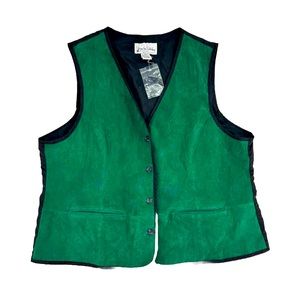 * Diane Von Furstenburg 2xl Green Pig Skin Leather New The Color Authority vest